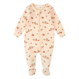 Petit Lem - Ribbed Footed Pajama Citrus Organic Cotton | Pale Pink