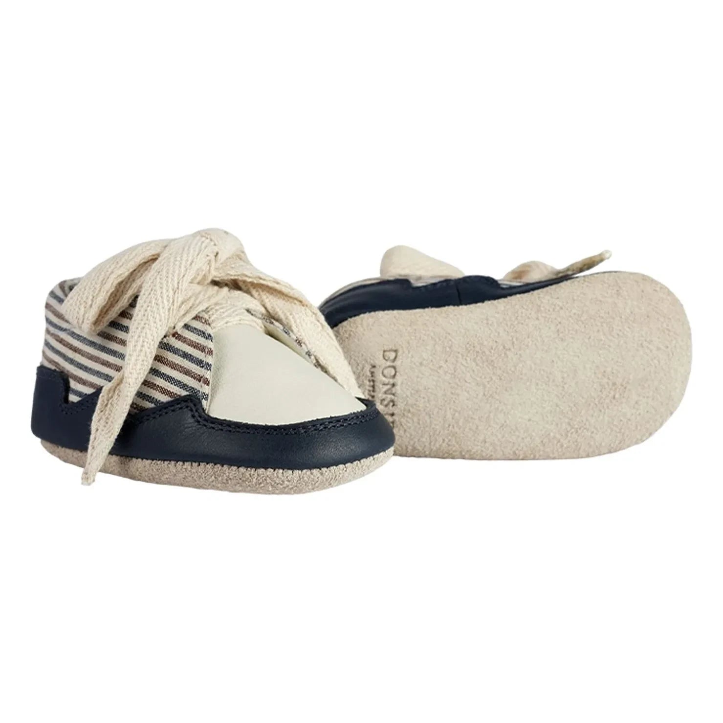 Donsje - Pluksel Gestreifte Sneakers | Nachtblau