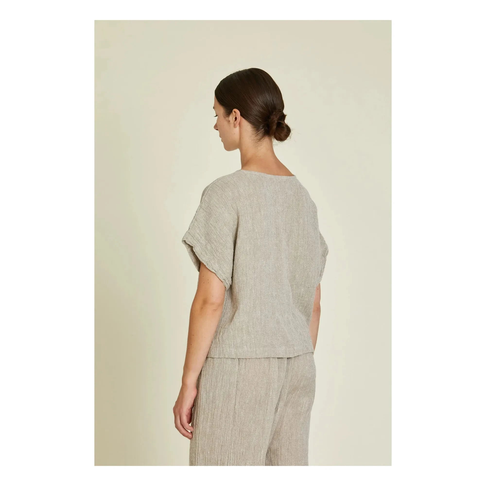 Black Crane - Basic Keten Üst | Açık Gri