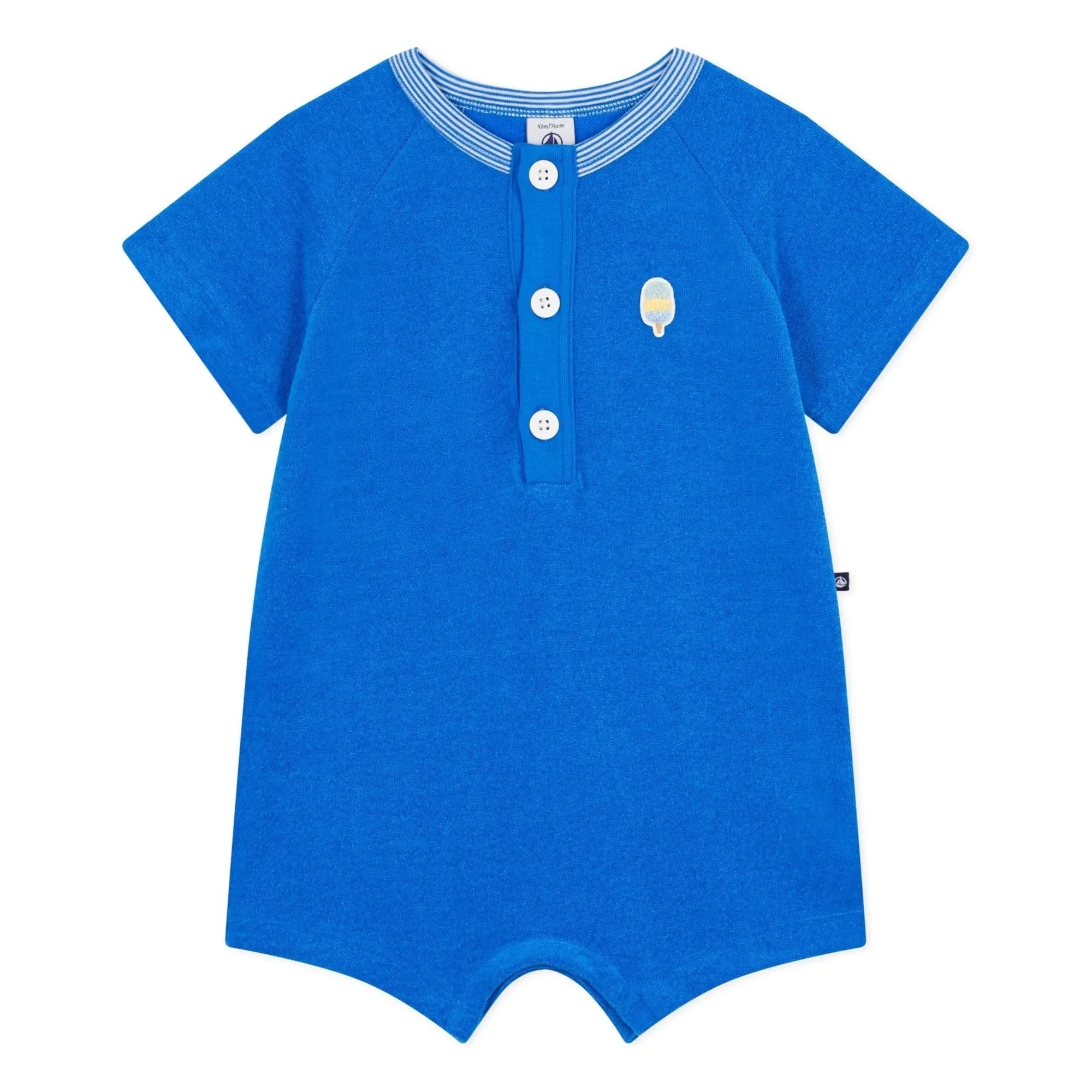Petit Bateau - Tek Renk Tulumlu Şort | Kraliyet mavisi