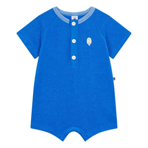 Petit Bateau - Tek Renk Tulumlu Şort | Kraliyet mavisi
