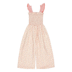 Búho - Seersucker Floral Romper | Peach