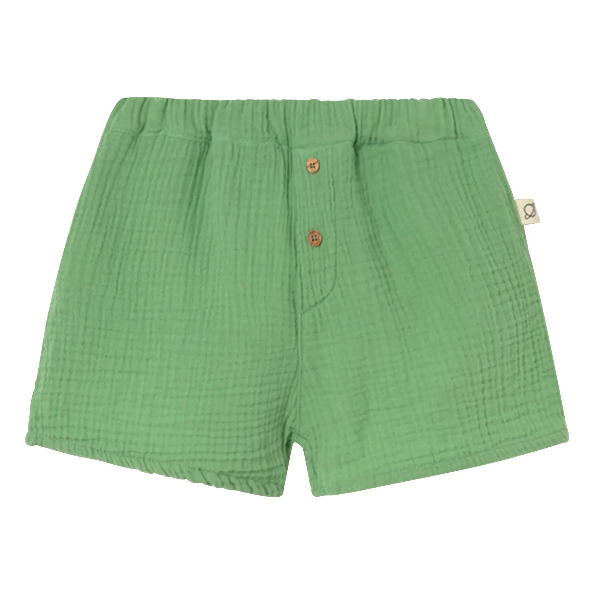 Cozmo - Dale Baumwollgaze-Shorts | Wiesengrün