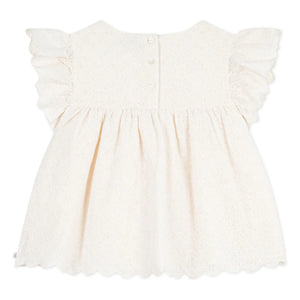 Petit Bateau - Broderie Anglaise Bluz Organik Pamuk | Ekru