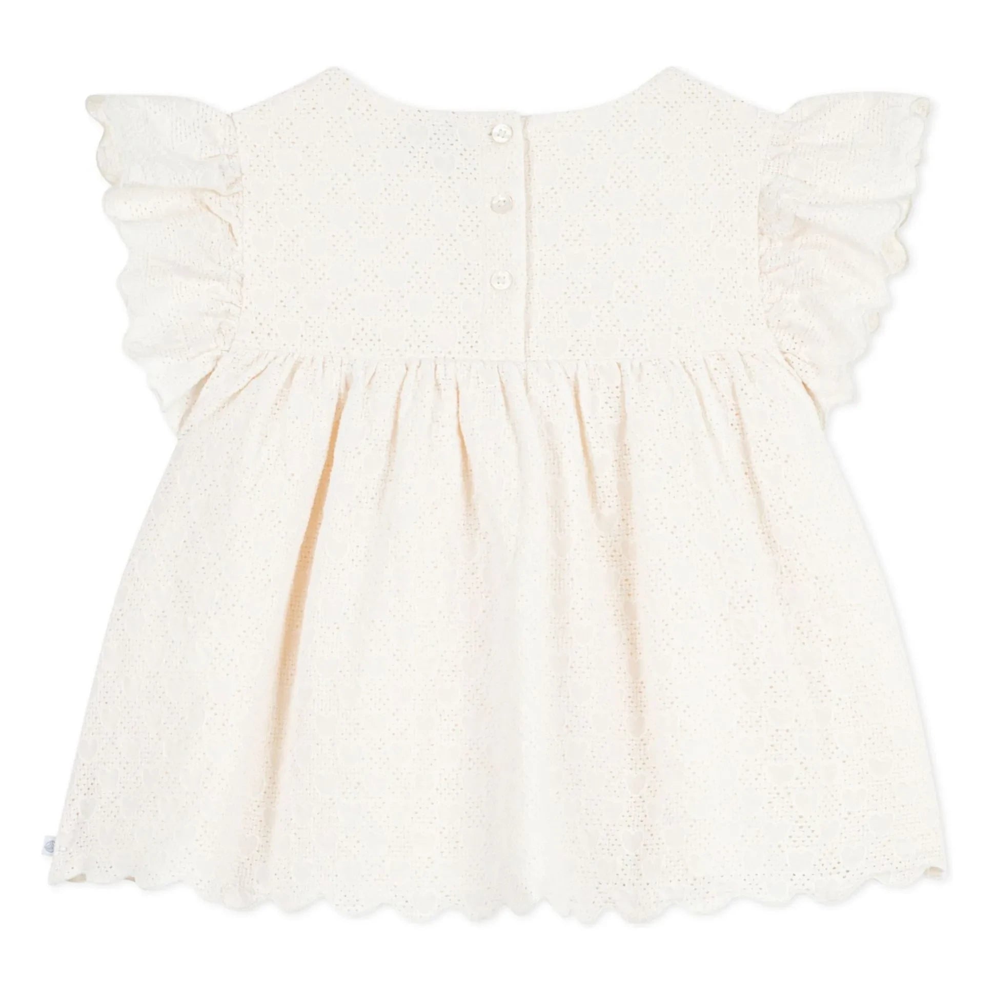 Petit Bateau - Broderie Anglaise Bluz Organik Pamuk | Ekru