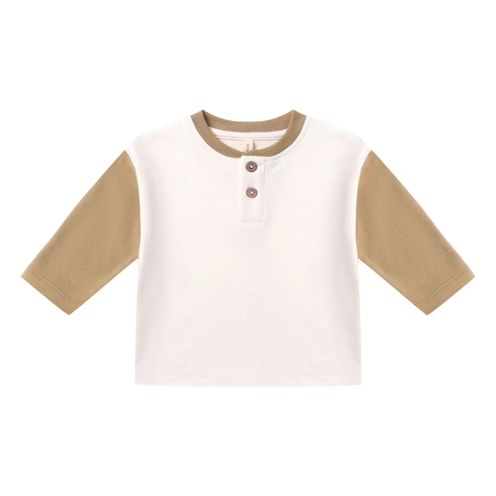 Quincy Mae - Organik pamuk Henley T-shirt | Fildişi