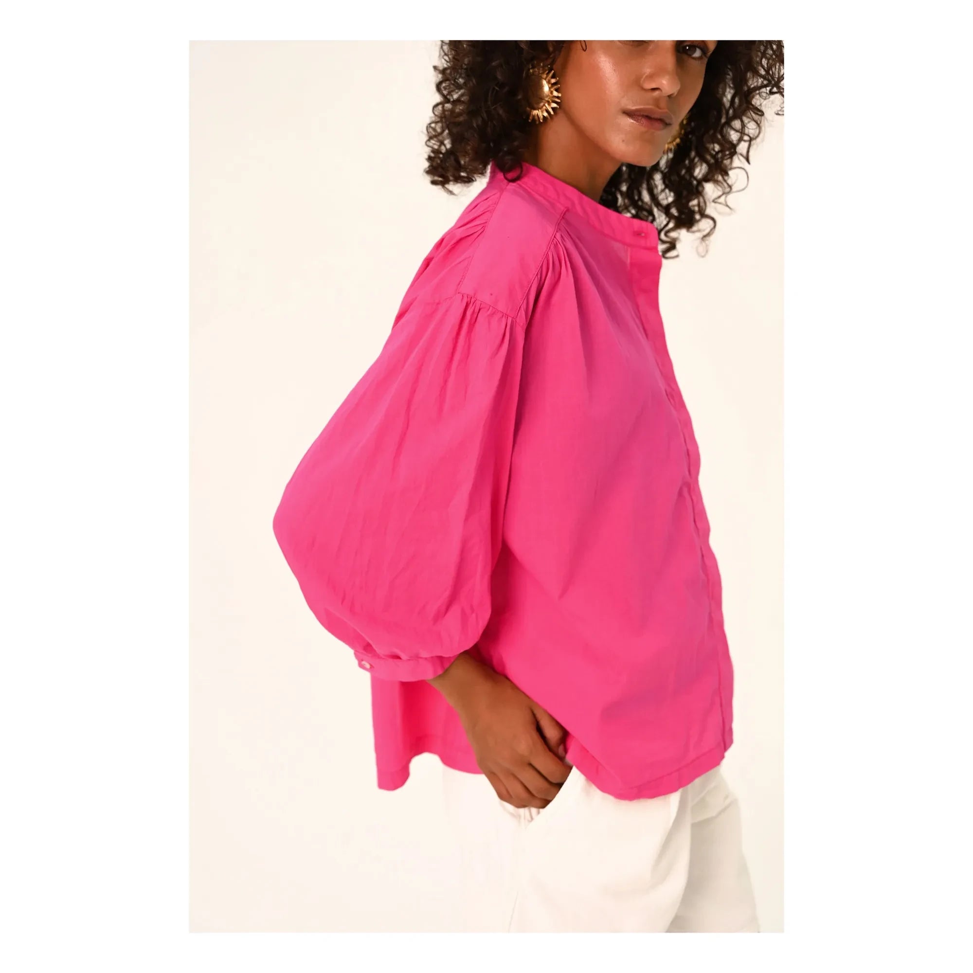 Sacrécoeur - Carla Hibis Poplin Bluz | Framboise