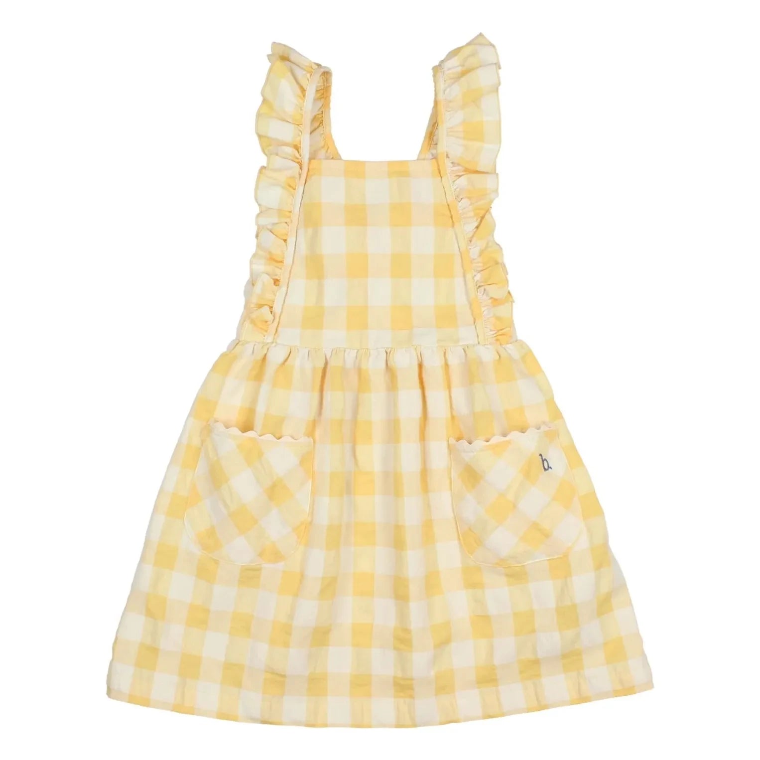 Búho - Gingham Kleid aus Bio-Seersucker-Baumwolle | Gelb