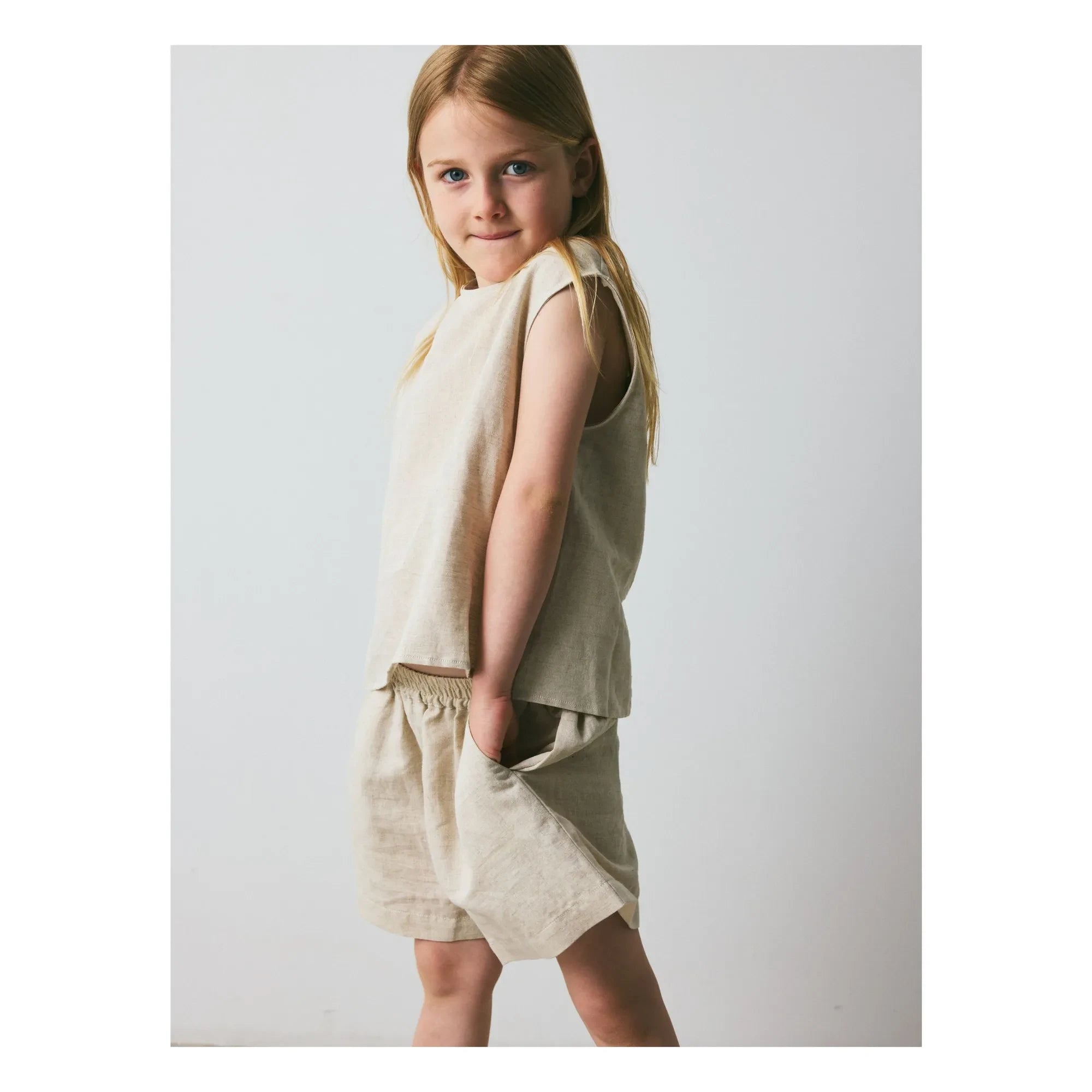 brunobruno nation - Theo Shorts Leinen und Bio-Baumwolle | Beige