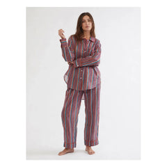 Folkloore - Çizgili Pijama - Kadın Koleksiyonu | Bordo