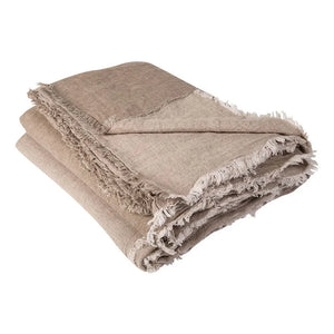 Maison de Vacances - Washed Linen Vice Versa Fringed Checkered | Taupe/Cement