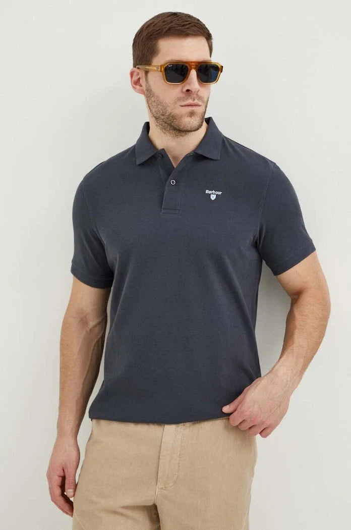 Barbour yakalı erkek pamuklu tişört ESSENTIALS