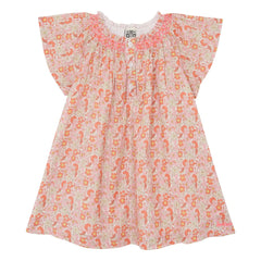 Bonton - Noisette Fleurie Büzgülü Elbise | Pembe