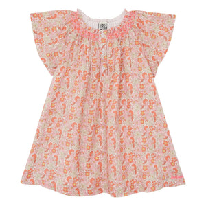Bonton - Noisette Fleurie Büzgülü Elbise | Pembe