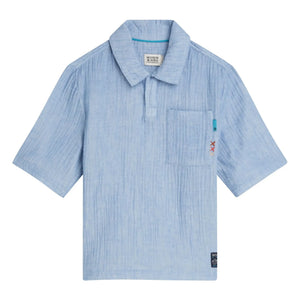 Scotch & Soda – Polo-Chambray-Hemd | Hellblau