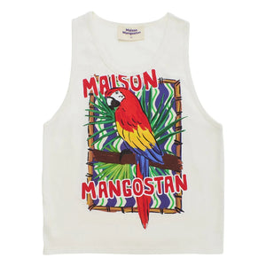 Maison Mangostan - Parrot strappy top | White