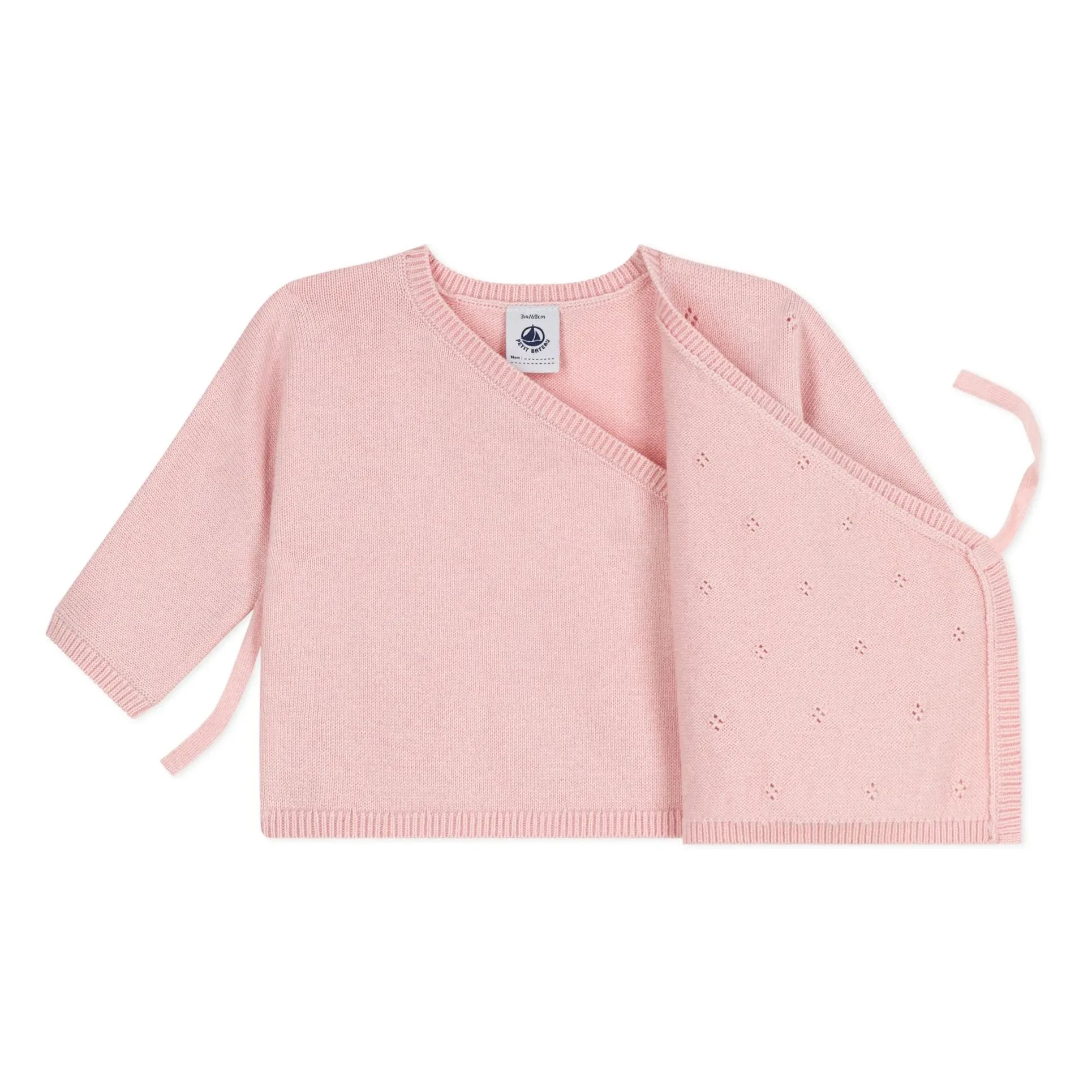 Petit Bateau - Pointelle Wool Cardigan | Pink
