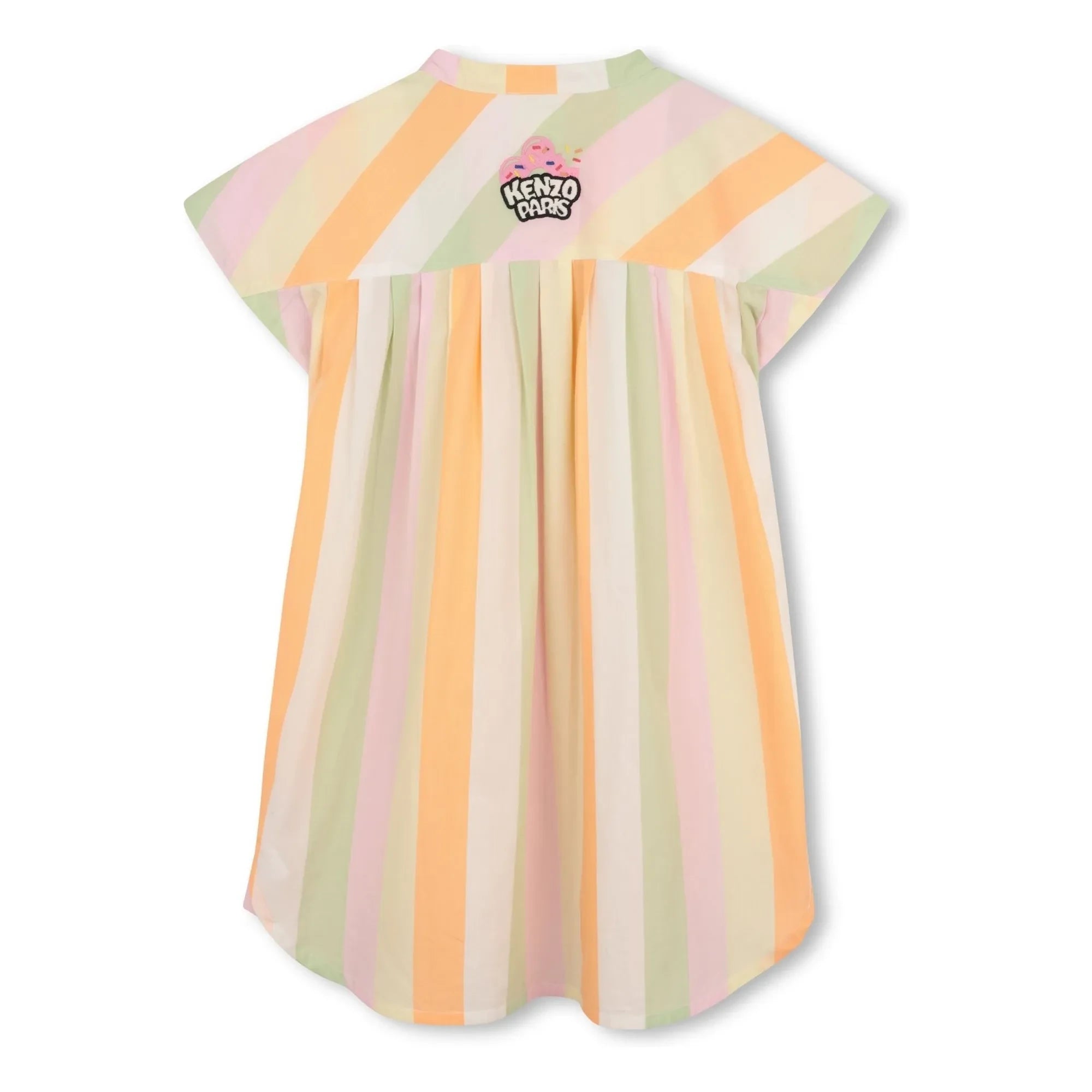 Kenzo - Neşeli Tatlı Çizgili Düğmeli Elbise | Açık Pembe
