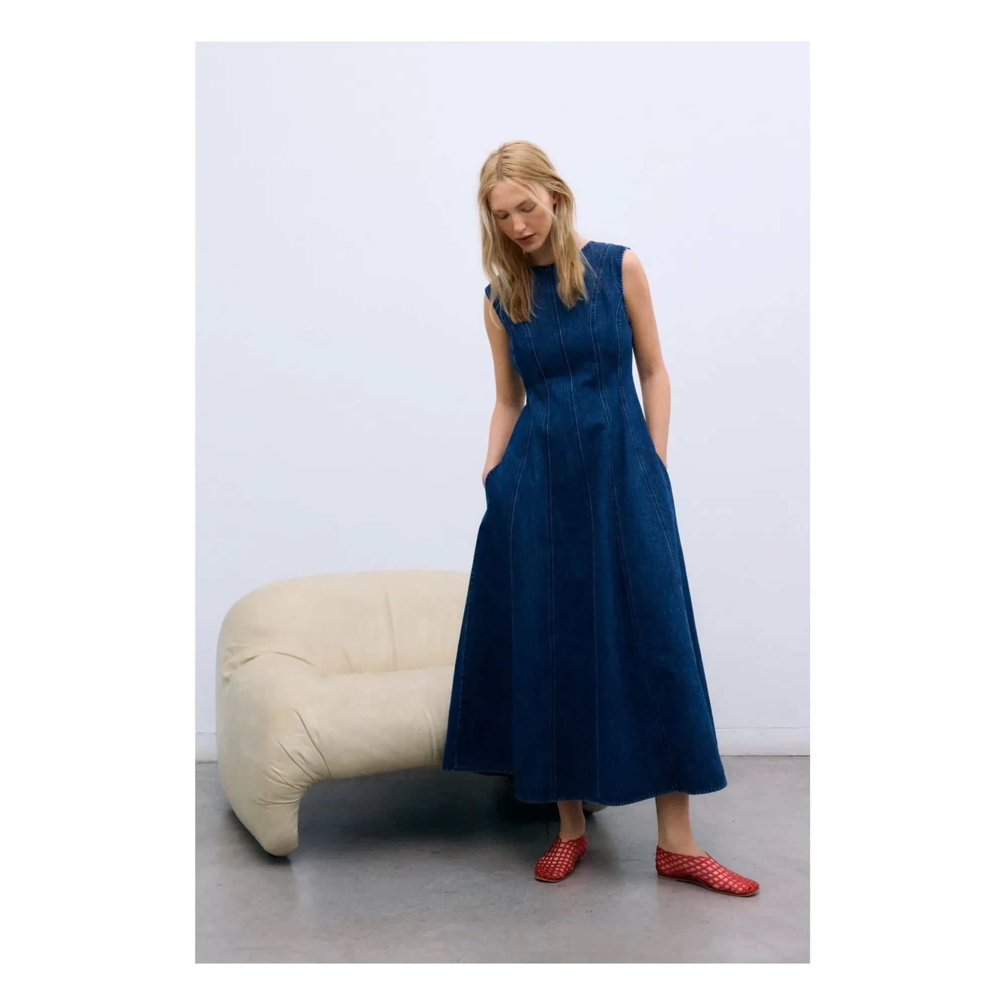the new society - Kot Pamuk Elbise | Denim Mavi