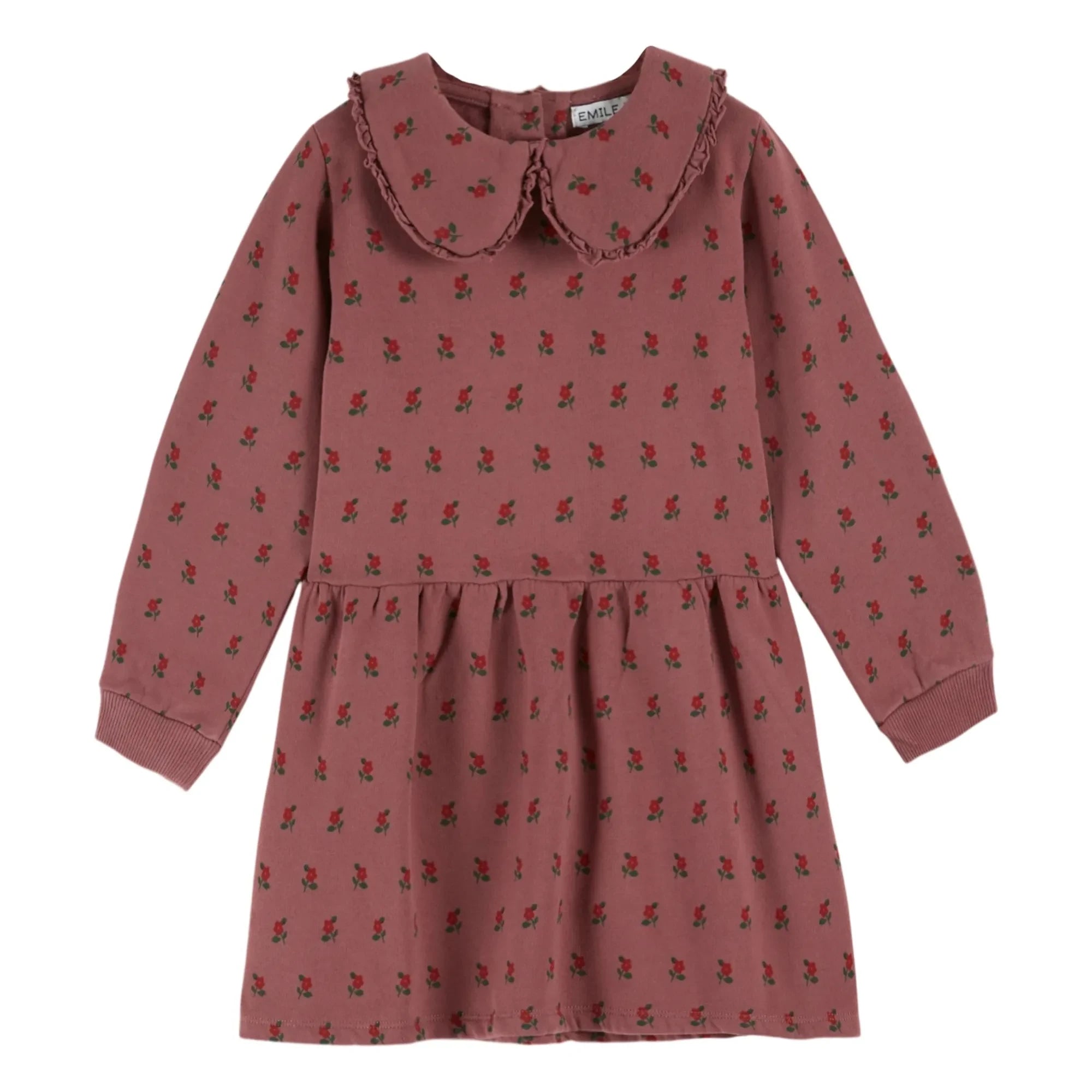 Emile et Ida - Organic cotton floral patterned fleece dress | Dark purple