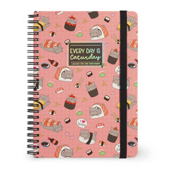 Legami - A5 Lined Notebook with Illustrated Hard Cover - Sushi Cat - Jotter - Spiral-Bound
