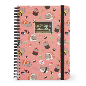 Legami - A5 Lined Notebook with Illustrated Hard Cover - Sushi Cat - Jotter - Spiral-Bound