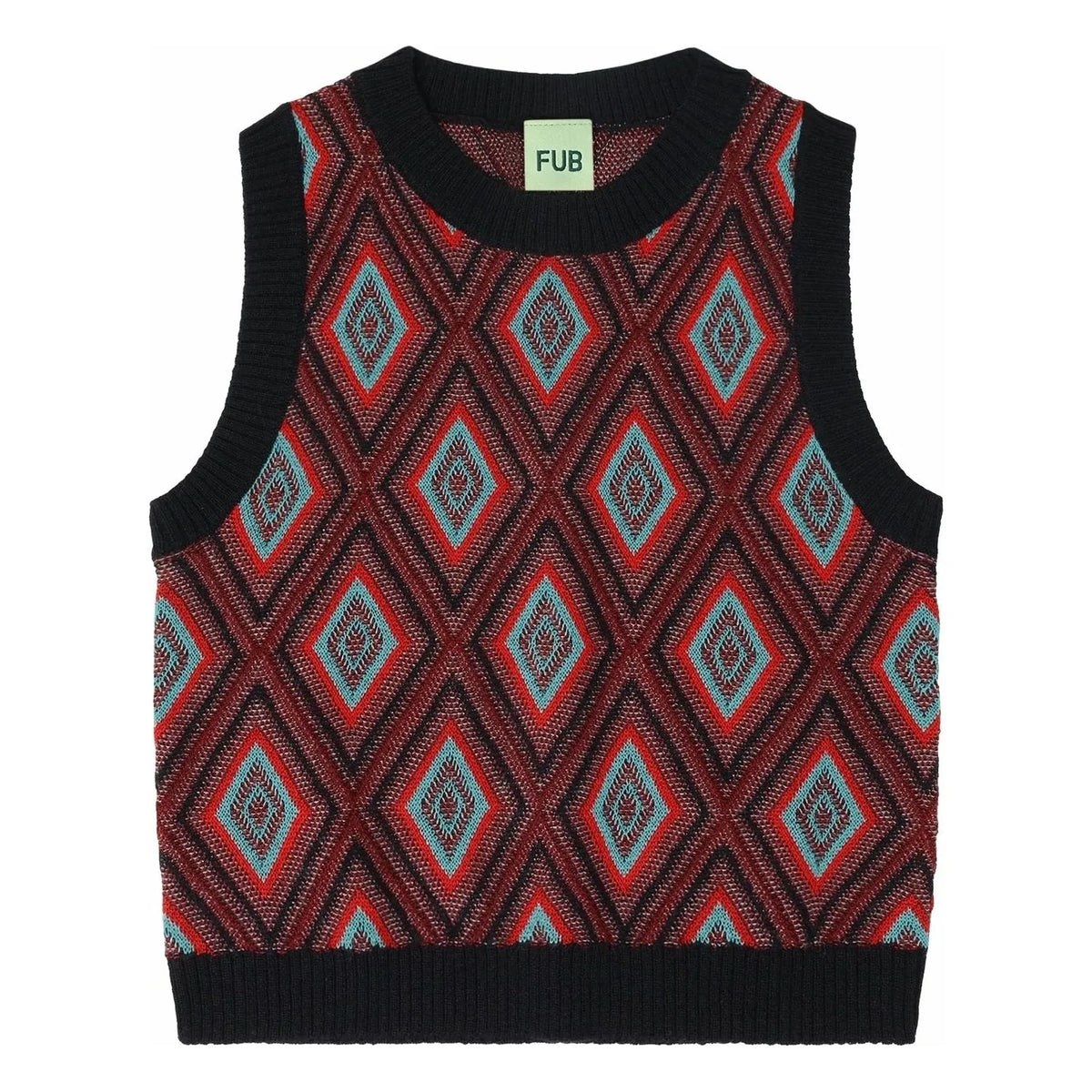 FUB - Harlequin Ärmelloser Merino-Wollpullover | Marineblau