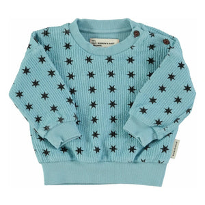 Piupiuchick - Çizgili Yıldız Sweatshirt Organik Pamuk | Mavi