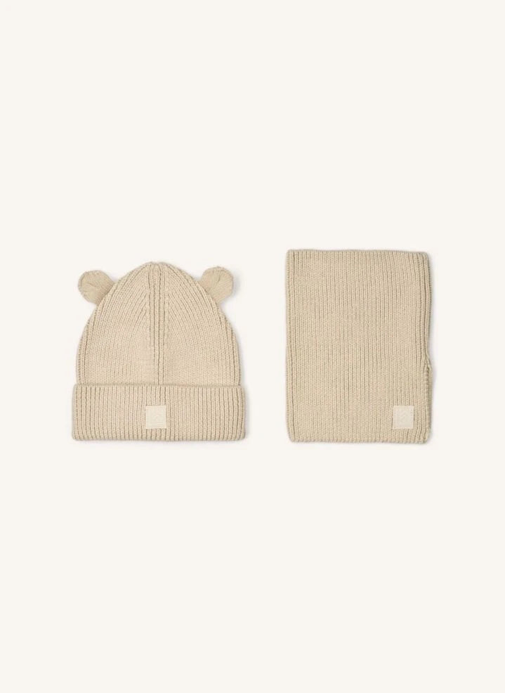 Liewood - Laro organic cotton scarf and beanie set | Sand