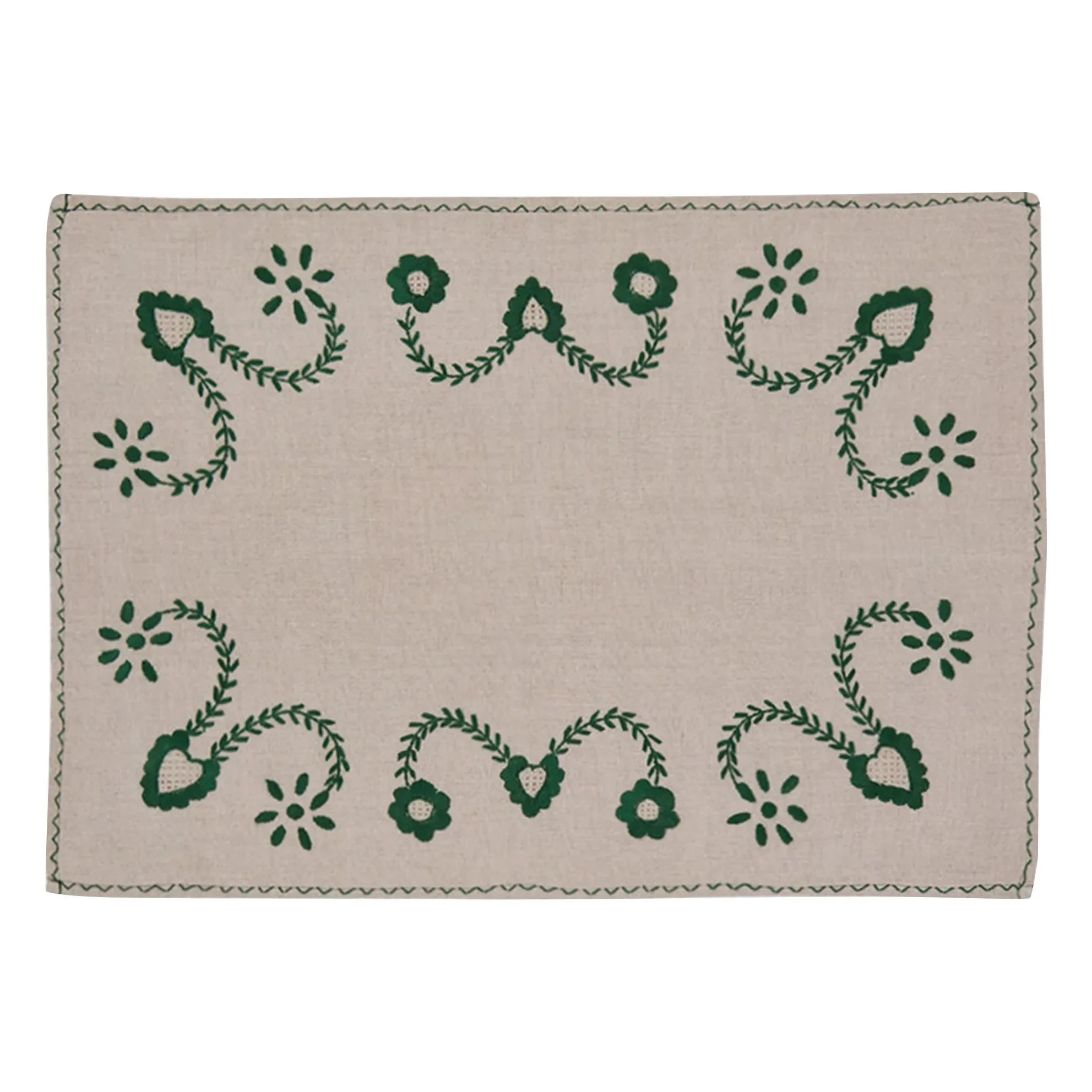 House of Capricorn - Besticktes Tischset und Servietten-Set Viana | Grün