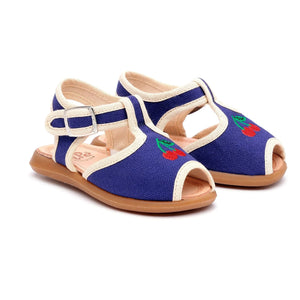 Pèpè - Sandalen mit Kirschen-Stickerei | Indigoblau
