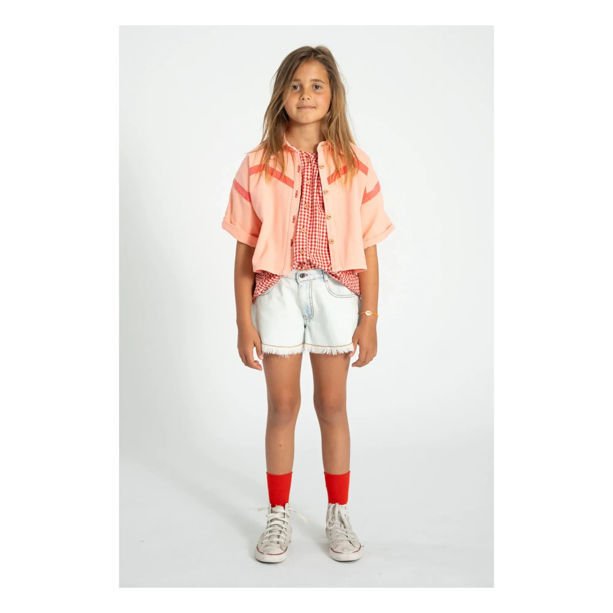 Piupiuchick - Geometric Twill Short-Sleeve Jacket | Coral