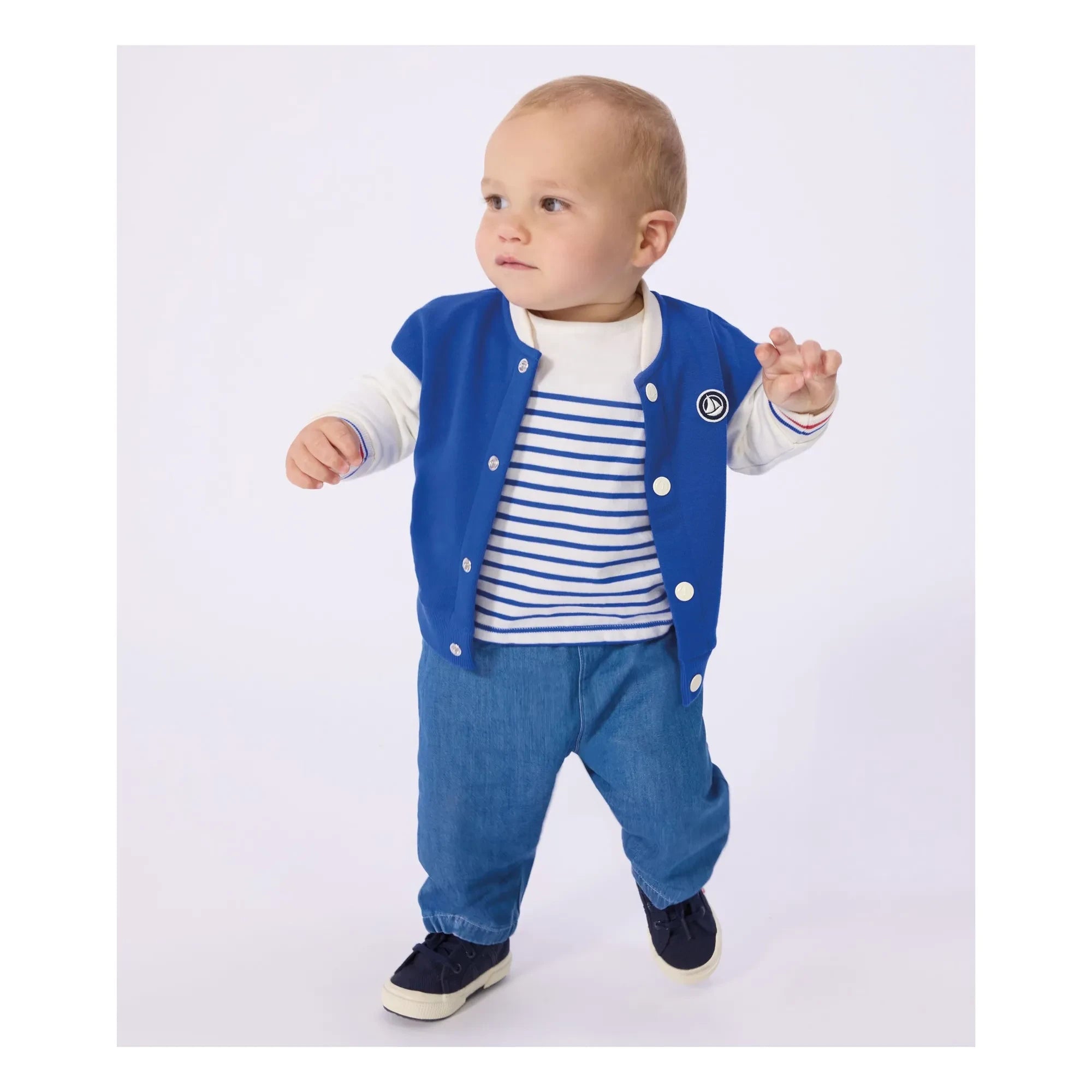 Petit Bateau - Teddy Colorblock ceket | Kraliyet mavisi