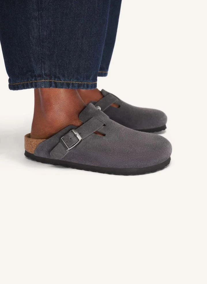 BIRKENSTOCK - Boston Süet Terlikler | Koyu gri