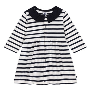 Petit Bateau - Striped Marabout Dress | Ecru