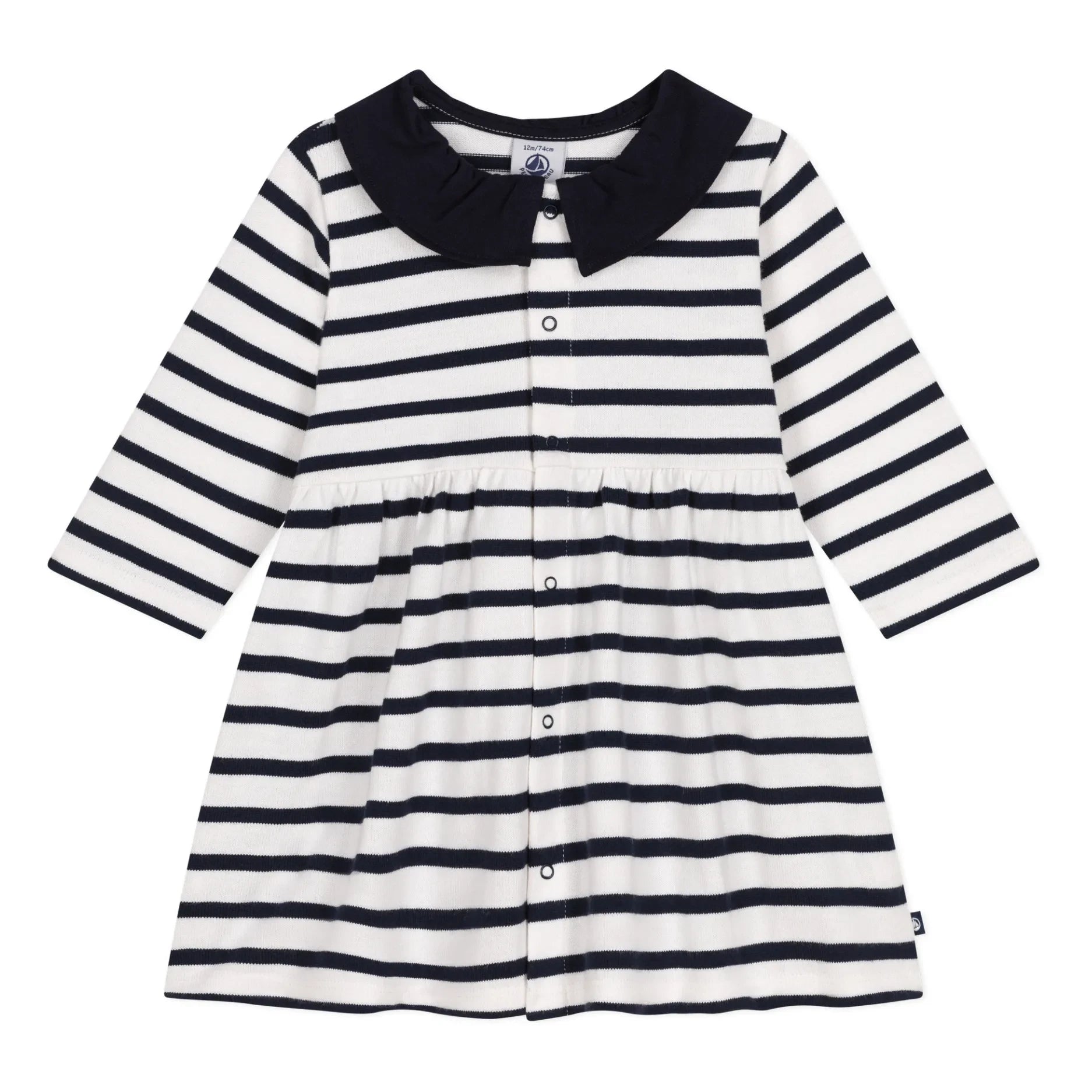 Petit Bateau - Striped Marabout Dress | Ecru