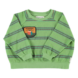 Piupiuchick - Çizgili Organik Pamuklu Sweatshirt | Yeşil