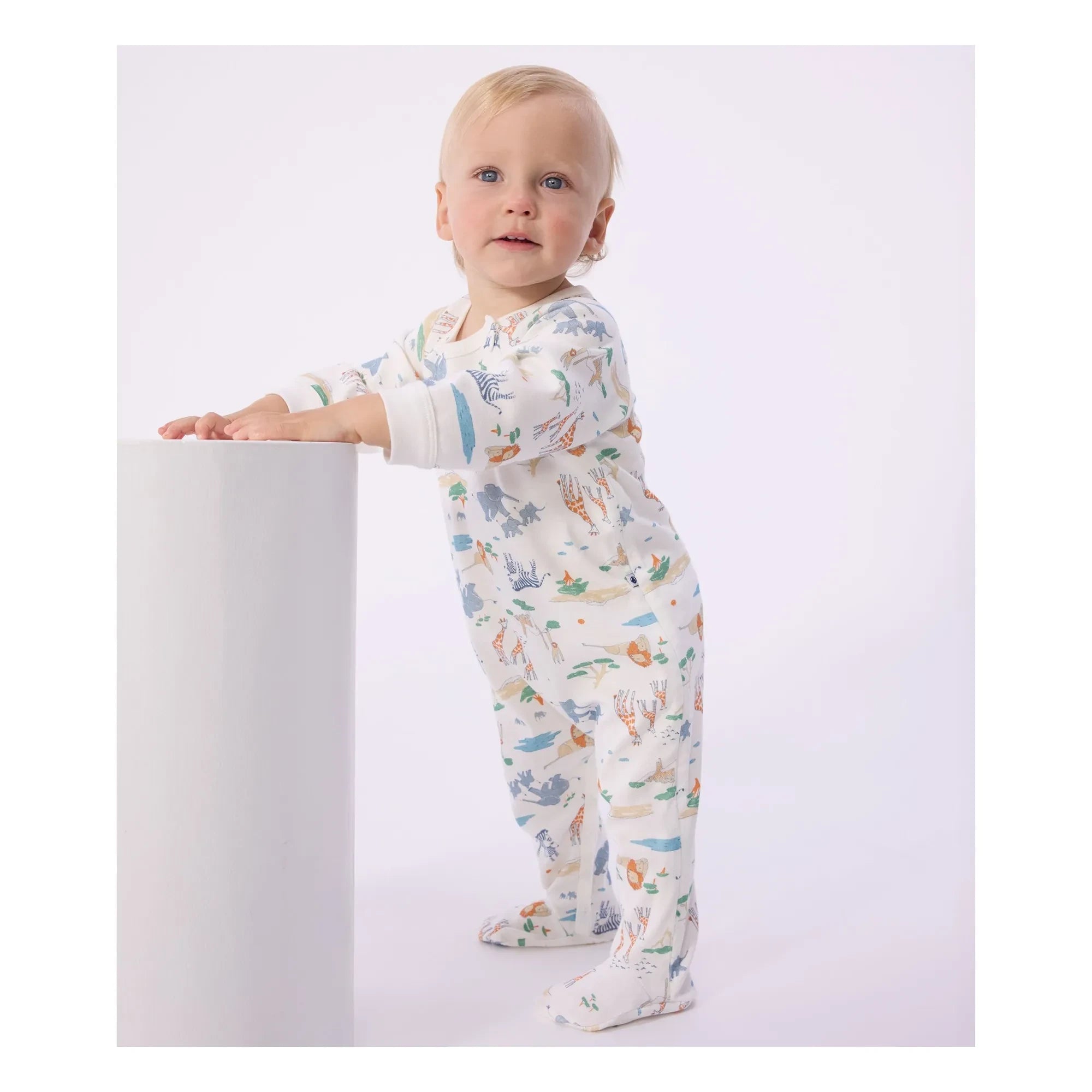 Petit Bateau - Dors Bien Zip Savane Pijama | Beyaz
