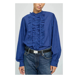 Laurence Bras - Magrita Pamuklu Gingham Bluz | Mavi