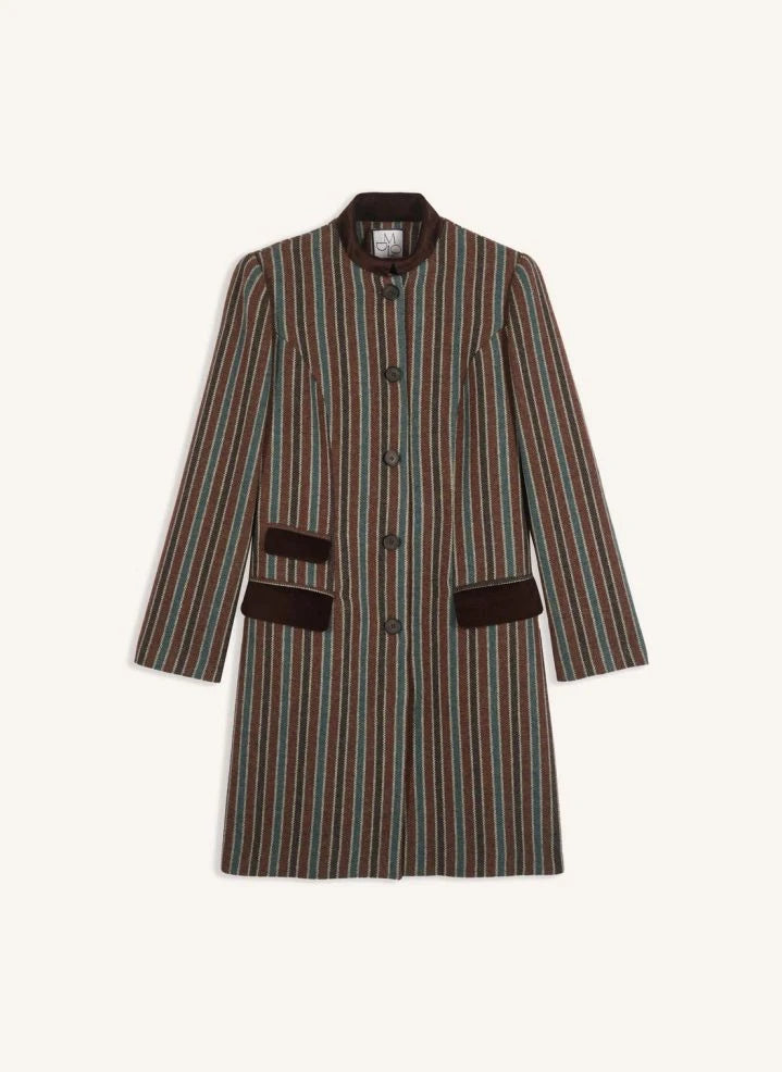Maria de la Orden - Cassius Striped Wool Coat | Brown