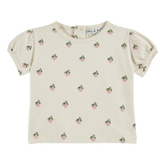 Emile et Ida - Cherry Organic Cotton Bouffant T-Shirt | Cream