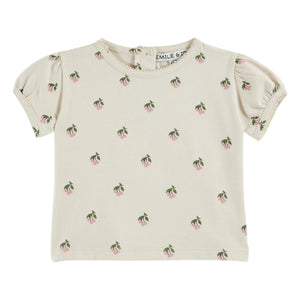 Emile et Ida - Cherry Organic Cotton Bouffant T-Shirt | Cream