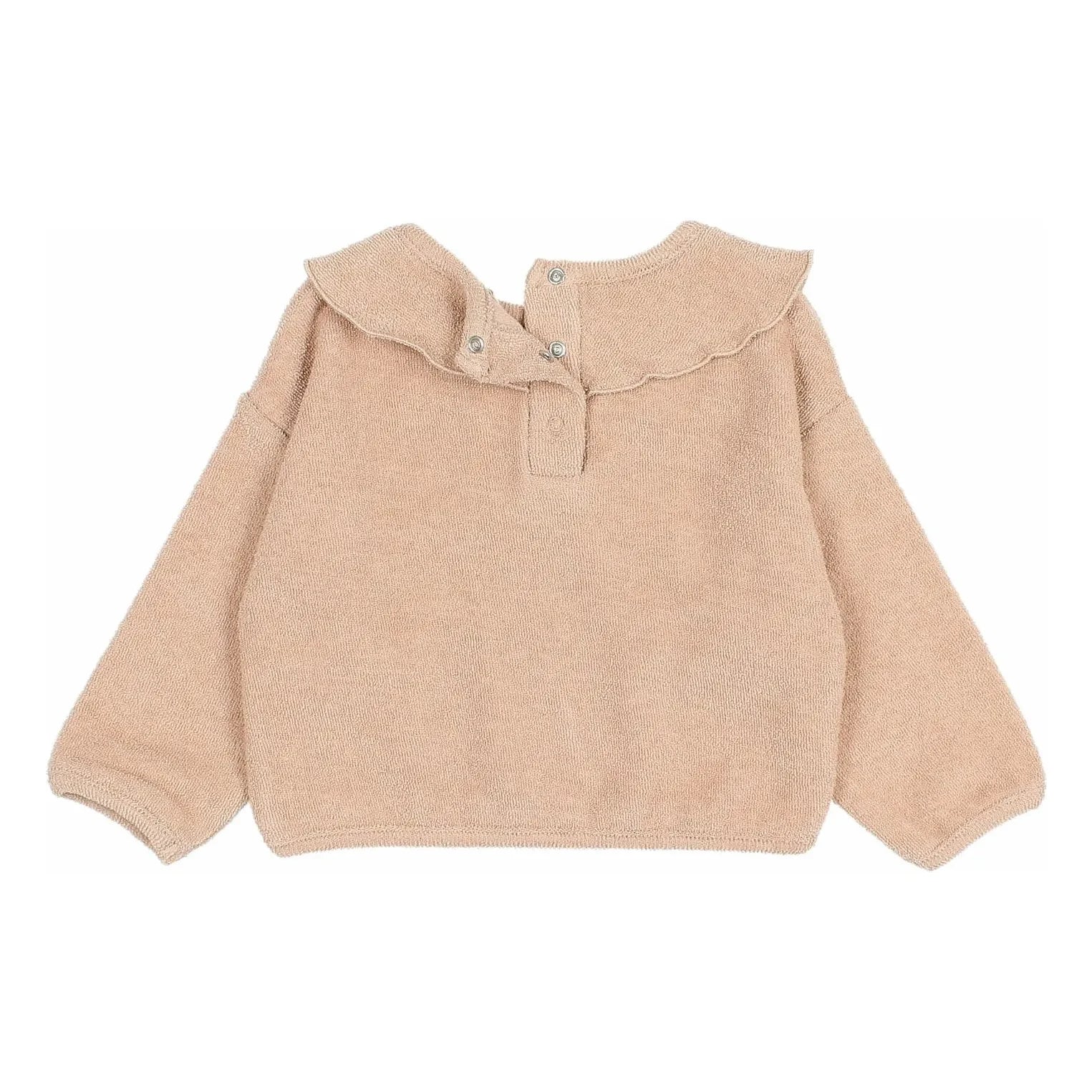 Búho - Organik Havlu Kumaş Volanlı Sweatshirt | Pembe