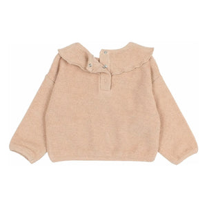 Búho - Organik Havlu Kumaş Volanlı Sweatshirt | Pembe
