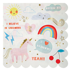 Meri Meri - I Believe in Unicorns kağıt havlular - 16'lı Set