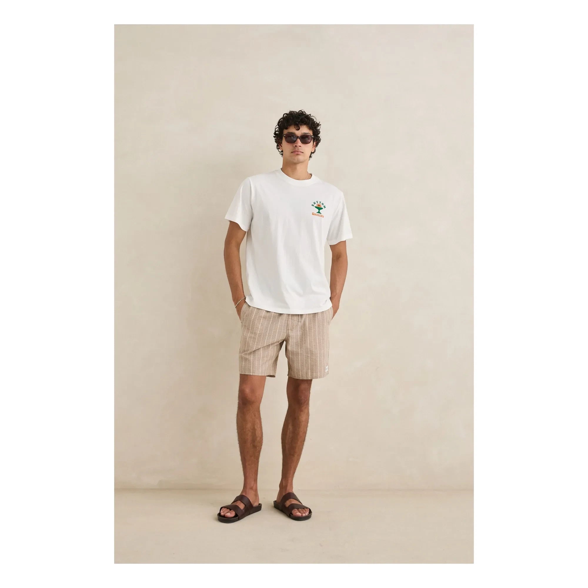 Rhythm – Gestreifte Jam Shorts | Dunkelbeige