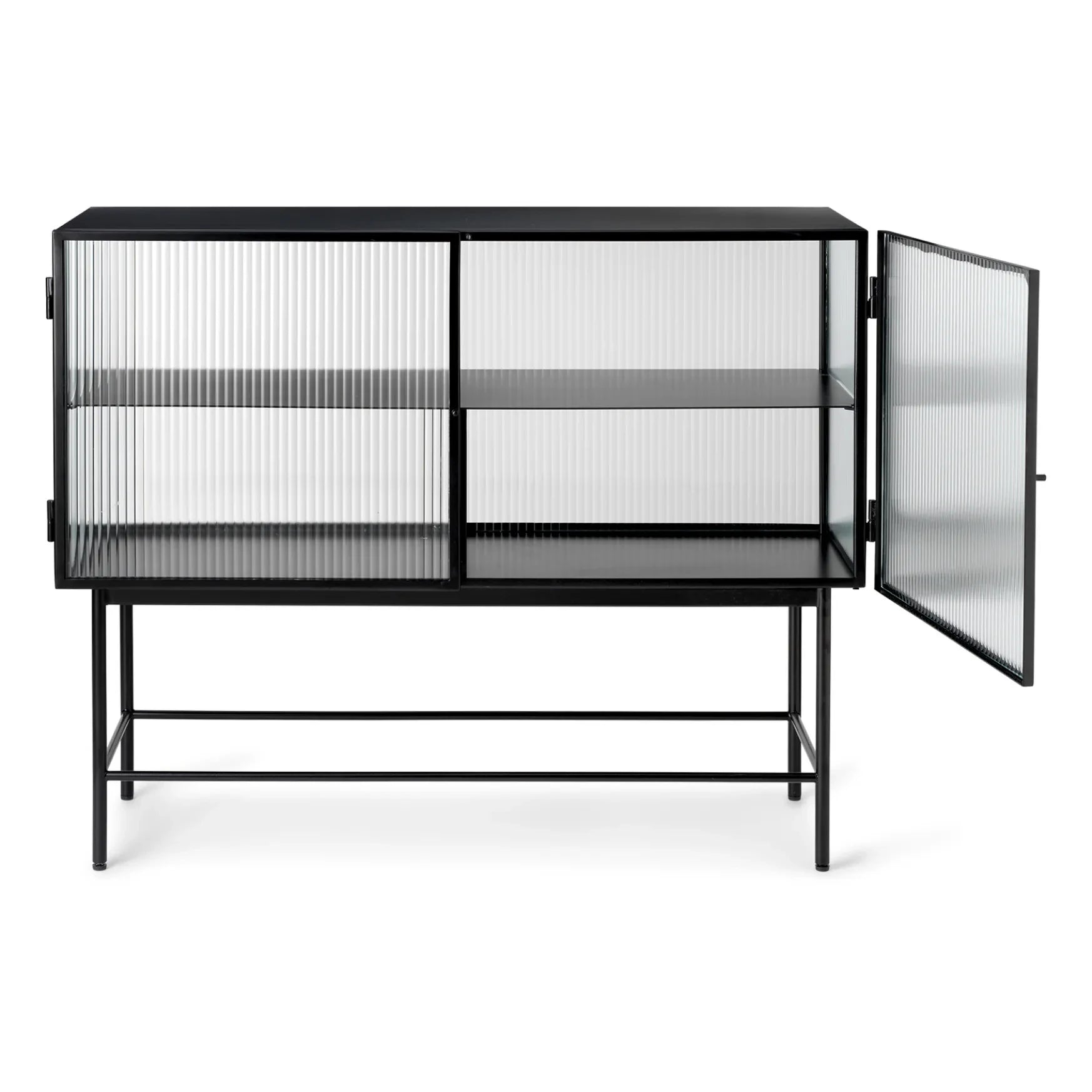 Ferm Living - Haze Çizgili Cam ve Metal Konsol | Siyah
