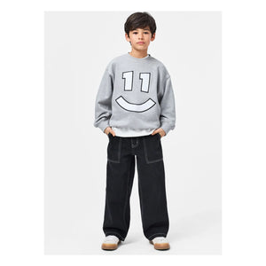 Molo - Magni sweatshirt n°11 Smile Organik pamuk | Gri melanj