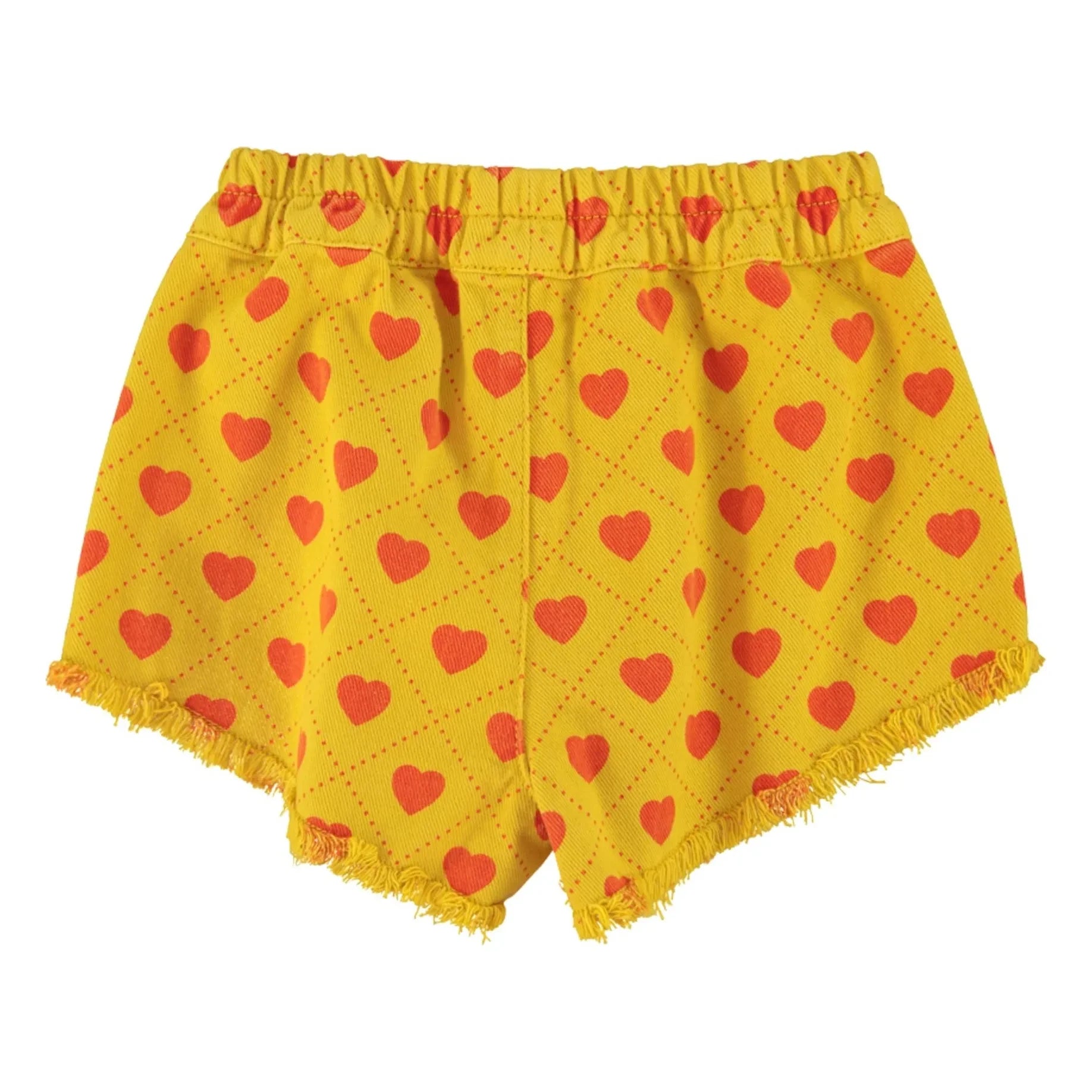 Piupiuchick - Efektli Şort Twill Hearts | Hardal