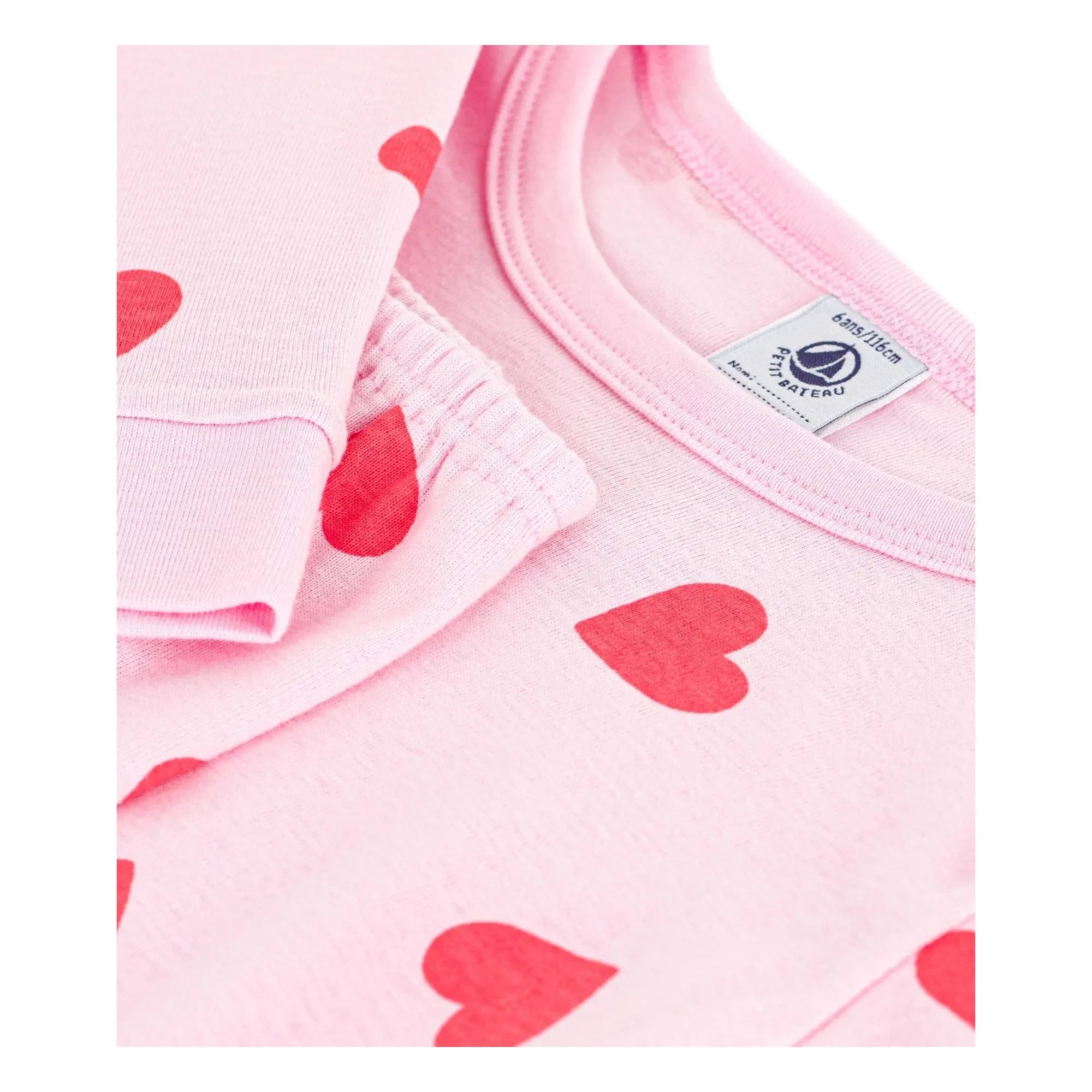 Petit Bateau - Heart Patterned Tailored Pajamas | Pink